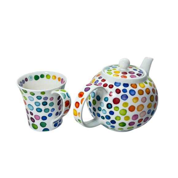 Dunoon “Hot Spots” Teapot (5”) & Mug Set Caroline Bessey Fine Bone China England - Picture 3 of 9